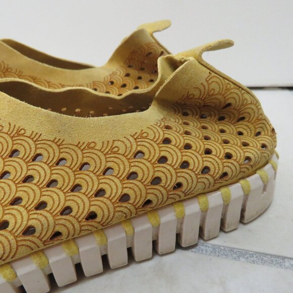 ILSE JACOBSEN Tulip 139 Slip On Perforated Yellow Sneakers Shoes - Size 9.5 / 10 - Picture 5 of 12
